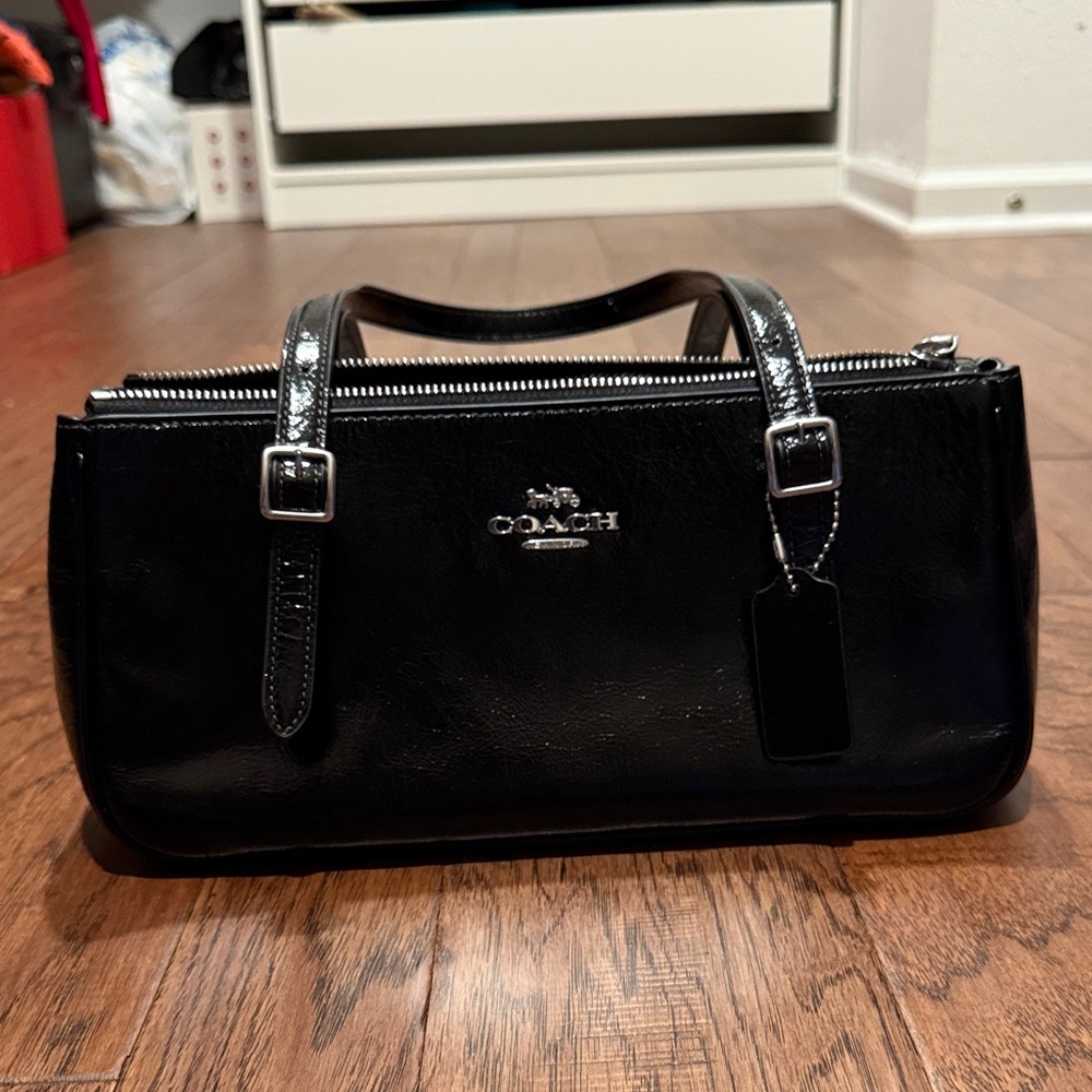 Coach black glossy leather Asher Bag